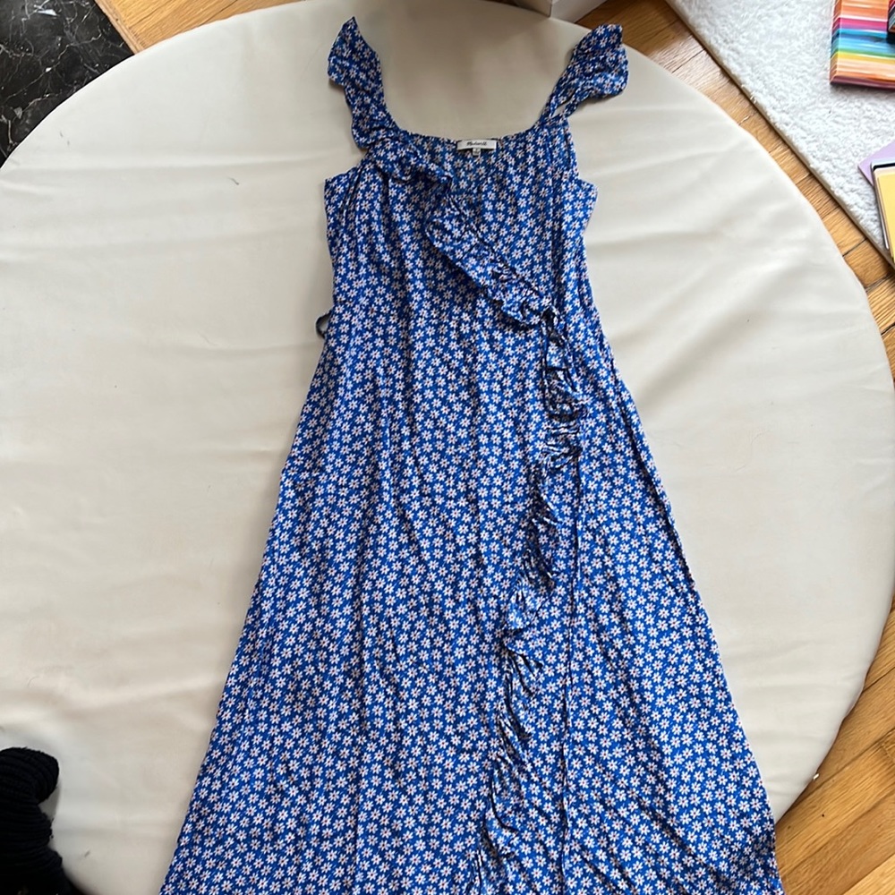 Madewell blue faux wrap dress